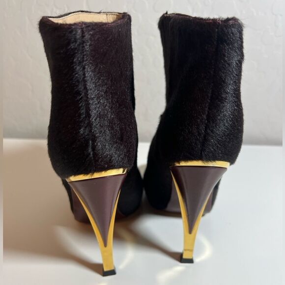 💞 Diane Von Furstenberg Lis Runway Black Calf Hair Ankle Stiletto Booties 7.5 - Picture 6 of 15